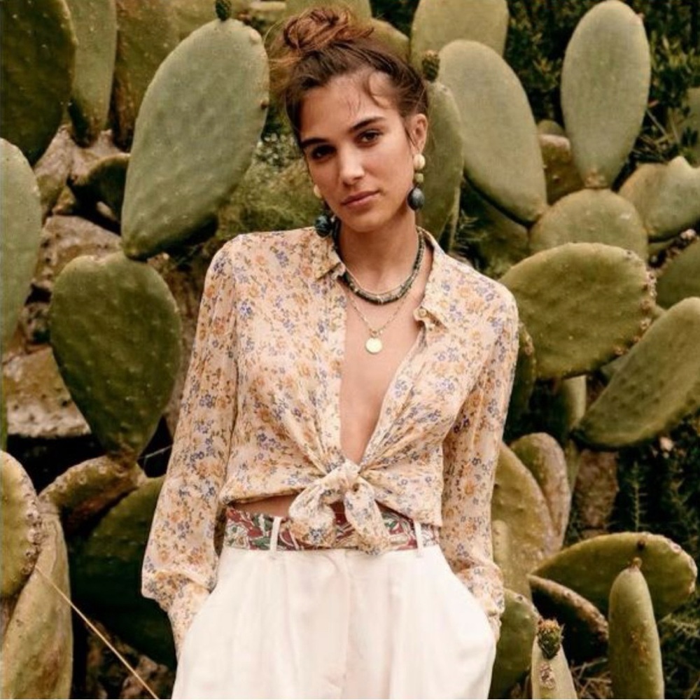 Sezane Claudio Shirt Sheer Button Up